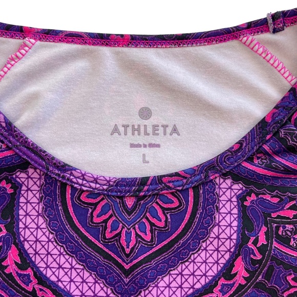 Athleta: Purple and Pink, Paisley, Athletic, long sleeve shirt,thumb hol… - Picture 3 of 16